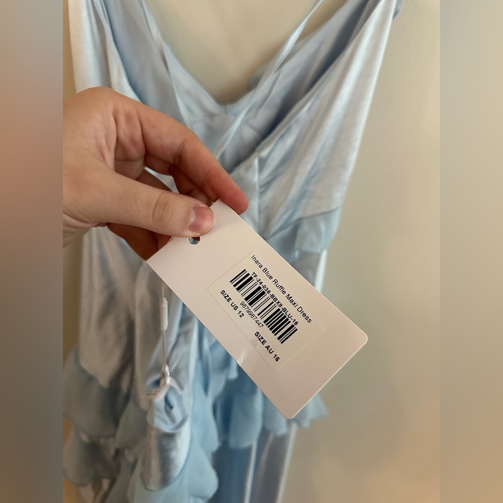 Beginning Boutique Inara Blue Ruffle Maxi Dress - Size 12 - Picture 16 of 16